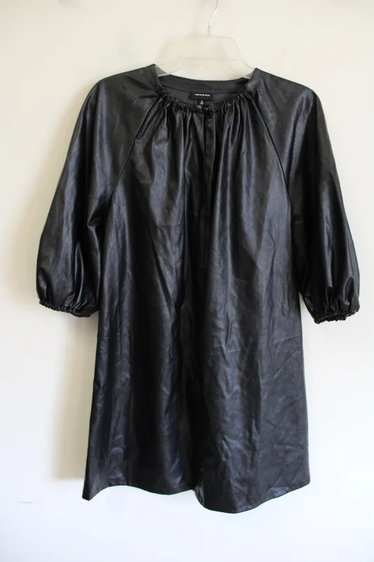Who What Wear Black Faux Leather Puff Sleeve Dress | S Tunics Chinos classic