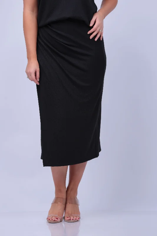 Vince Side Drape Skirt in Black lace skirt romantic