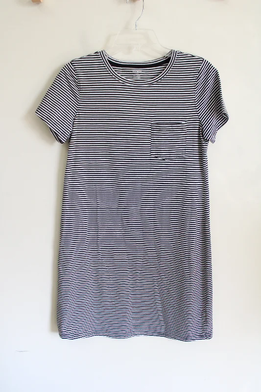 Jockey Black & White Striped Pocket Tee Dress | S Tunics Long Elegant