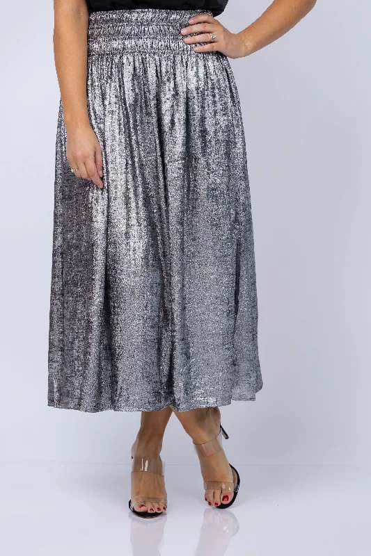 The Great. The Viola Skirt in Silver cashmere skirt rich