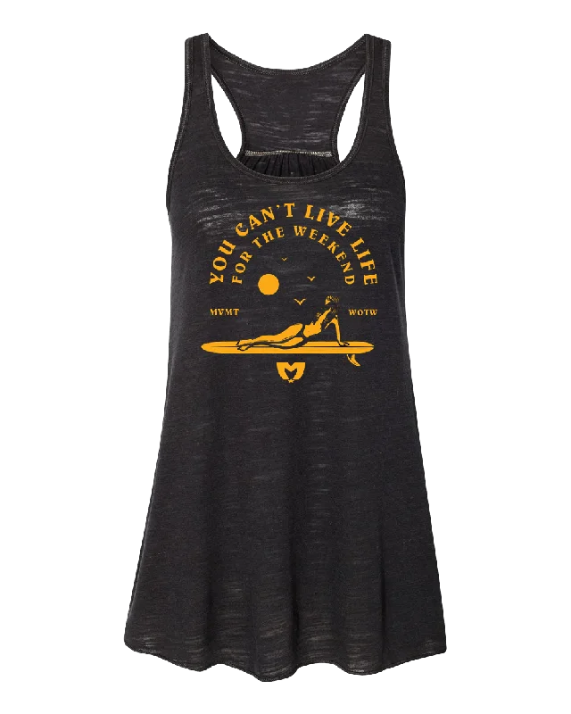 Women's Live Life Surfer Racerback Tank (Black) athletic tank top