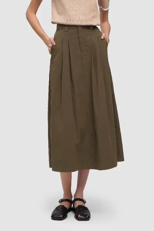 A-Line Skirt with Pockets linen skirt light