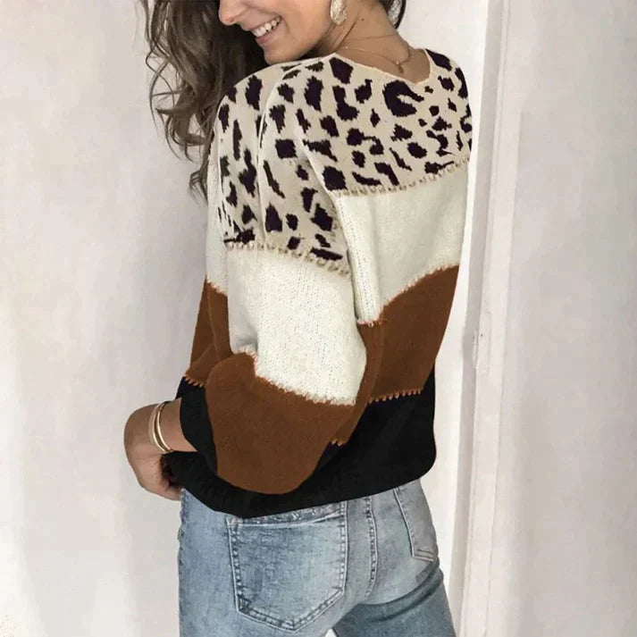 Jane® | Sweater with Leopard Style Oversized Loose Flowy