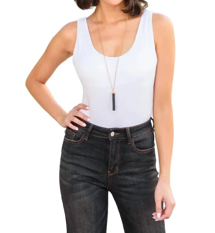 Keep Me Around Bodysuit In White Fashionable Bodysuit for Date Night