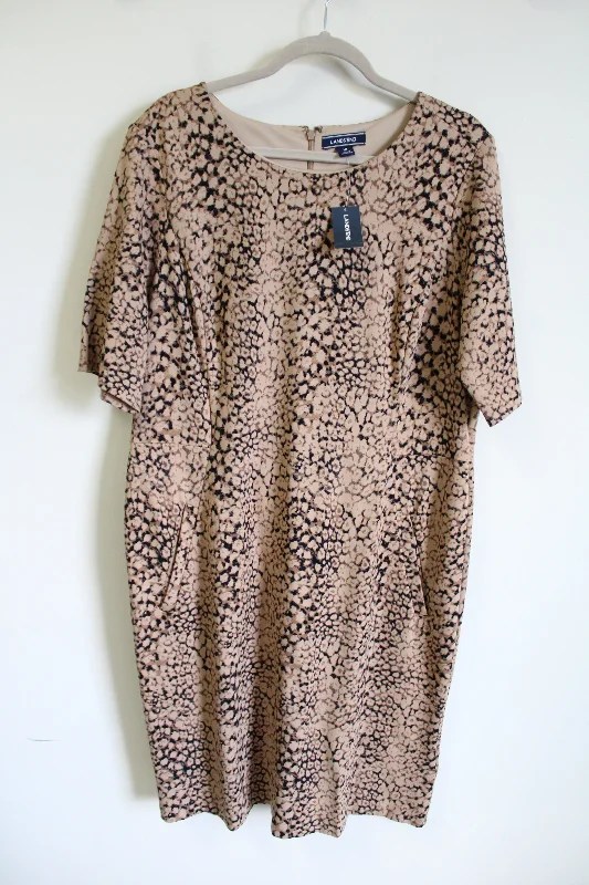 NEW Lands' End Soft Camel Leopard Print Dress | 18 Tunics Denim casual