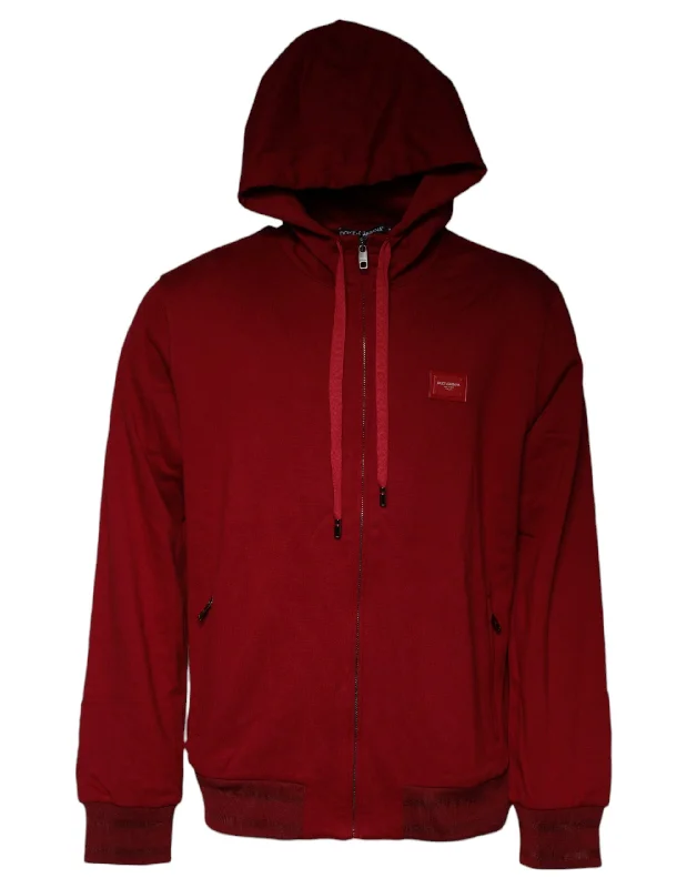 Red Logo Plaque Hooded Sweatshirt Sweater Layered Multi-layer Single Layer