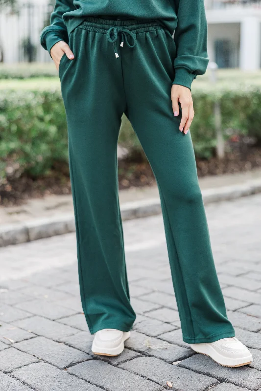 Happy Again Hunter Green Pants High-Waist Trousers