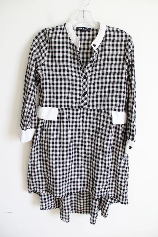 Line-fleur Black Gingham Tunic Dress | L Tunics Occasion special