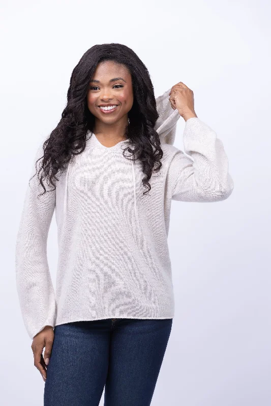 Brochu Walker Cashmere Seamless Hoodie in Mist Melange Hoodie with Emblem Brand Identity