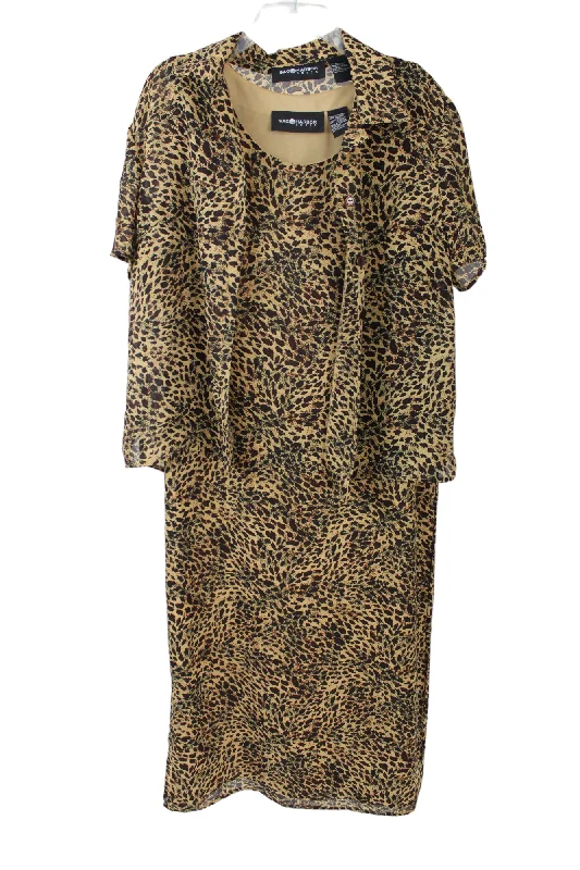 Sag Harbor Leopard Print Chiffon Dress & Top Set | 12 Crew Neckline Casual