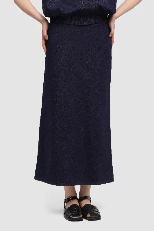 Denim Midi Skirt wool skirt thick