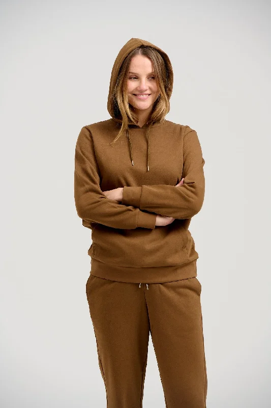 Basic Hoodie Sweat - Brun Hoodie with Color Block Contrast Stylish
