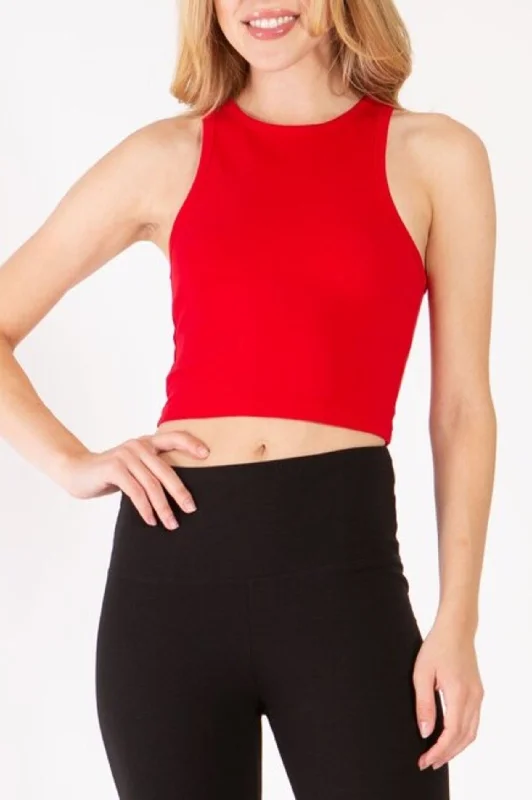Women's High Neck Sleeveless Crop Tank Top lounge tank top