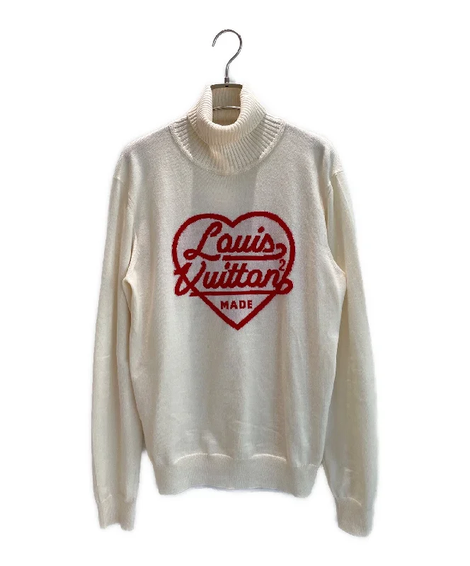 [Pre-owned] LOUIS VUITTON×NIGO Intarsia Heart Turtleneck Knit Sweater RM221M Mesh Sweater Canvas Denim