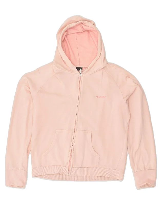 REEBOK Womens Zip Hoodie Sweater UK 16 Large  Pink Cotton Stylish Fashionable Trendy