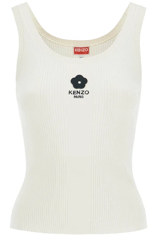 Ribbed Knit Tank Top With Spaghetti Straps  - White off shoulder tank