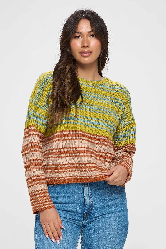 Green and Brown Striped Sweater