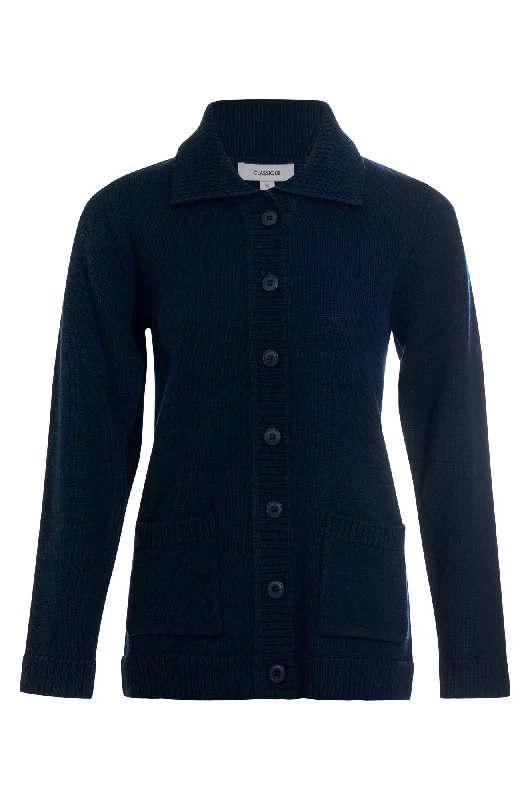 100% Wool Cardigan | NAVY | 9011ZZ