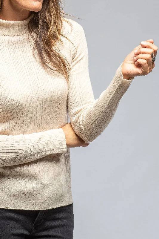 Celia Ribbed T.Neck Top In Beige