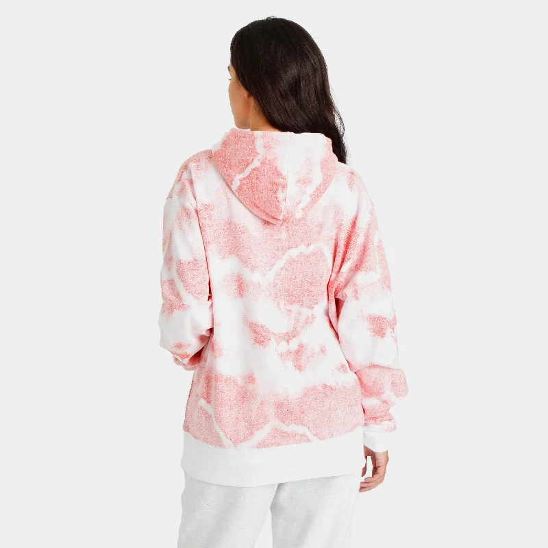 Champion Women’s Reverse Tie-Dye Fleece Pullover Hoodie Tie Dye Overflow White / Poppy Orange