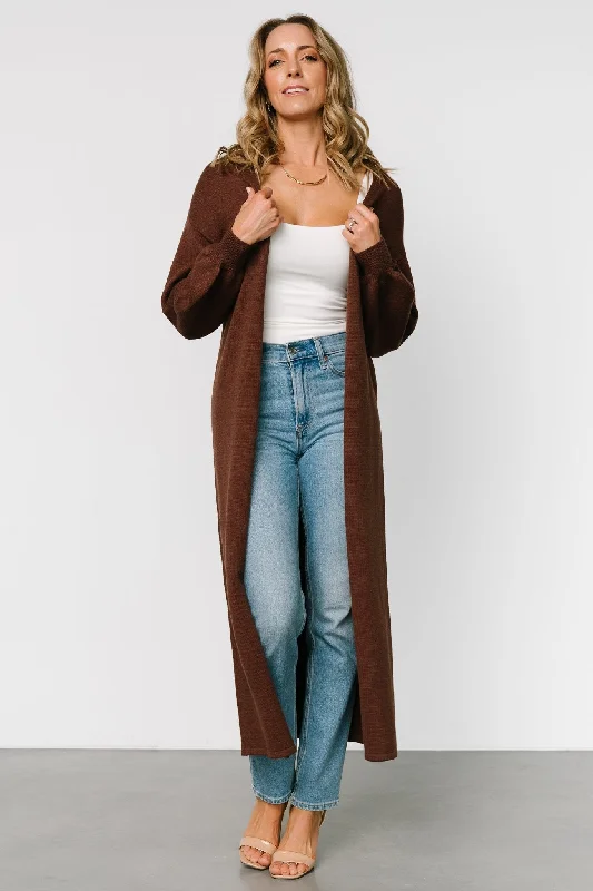 Ethel Long Cardigan | Dark Brown