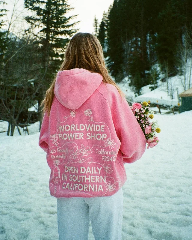 ""Flower Shop"" Oversized Lux Hoodie in Vintage Washed Pink