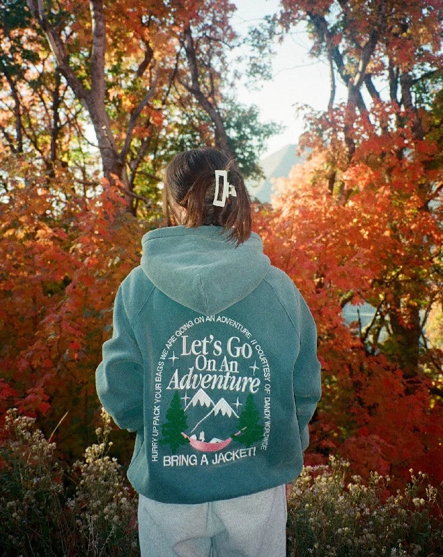 ""Let's Go On An Adventure"" Oversized Lux Hoodie in Pine Green