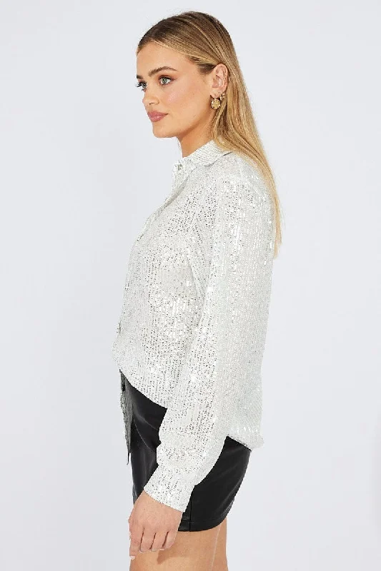 Metallic Shacket Long Sleeve Sequins