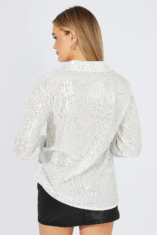 Metallic Shacket Long Sleeve Sequins