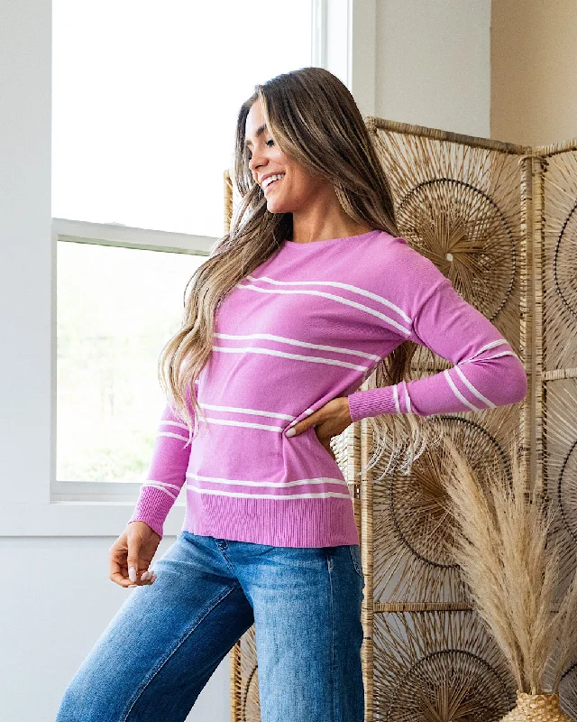 NEW! Jen Fine Knit Striped Sweater - Lavender Rose