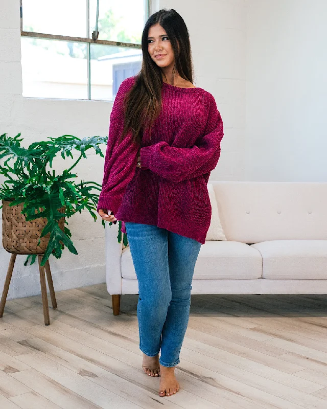 Lost Track Maroon Chenille Sweater FINAL SALE