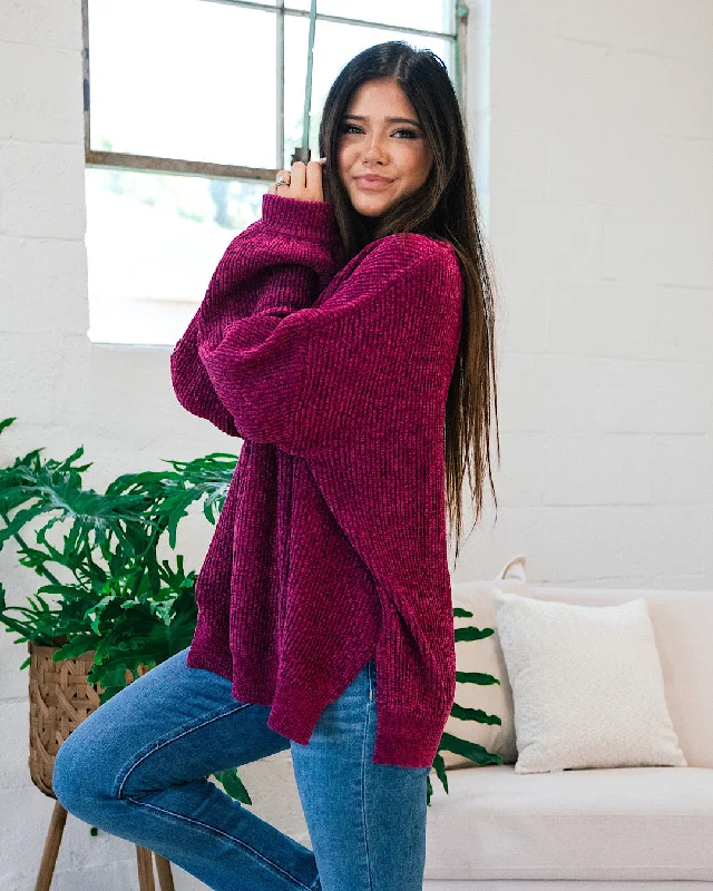 Lost Track Maroon Chenille Sweater FINAL SALE