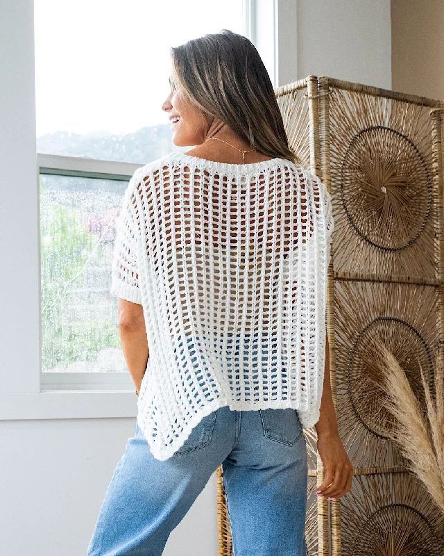 NEW! No Shame Ivory Open Weave Top