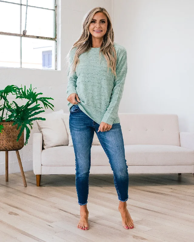 Tessa Pointelle Textured Sweater - Mint FINAL SALE