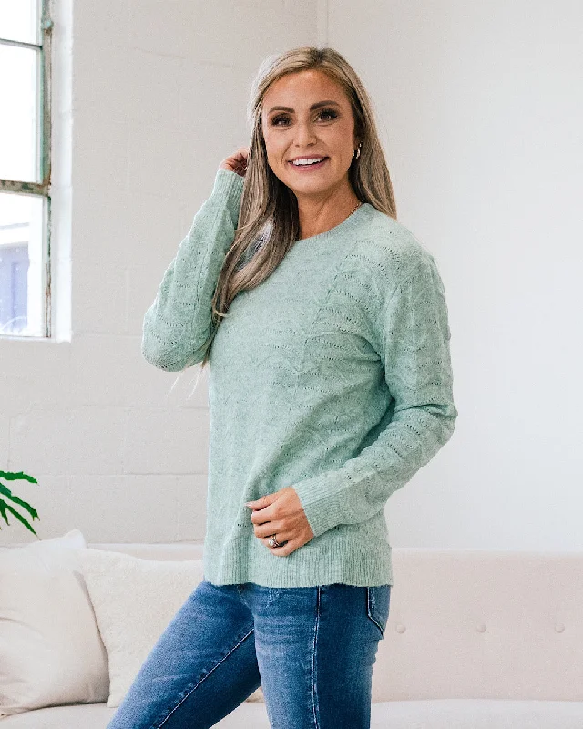 Tessa Pointelle Textured Sweater - Mint FINAL SALE