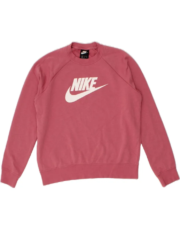 NIKE Womens Graphic Sweatshirt Jumper UK 14 Medium Pink Cotton