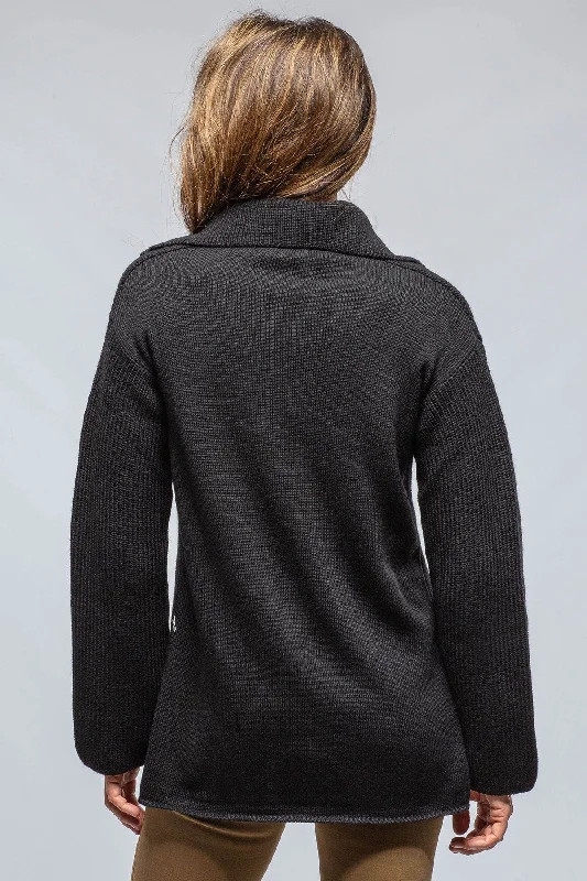 Nina Long Cashmere Ribbed Cardigan In Black