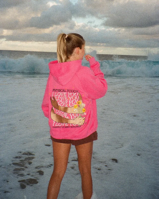 ""Physical Touch"" Oversized Lux Hoodie in Hot Pink