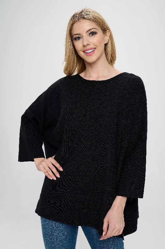 Black Side-Slits Sweater Top