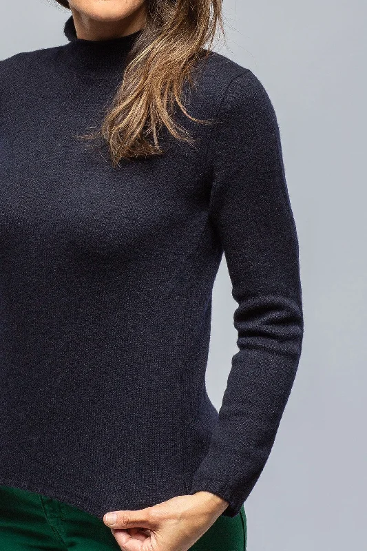 Tromba Mock Neck Cashmere Sweater In Navy