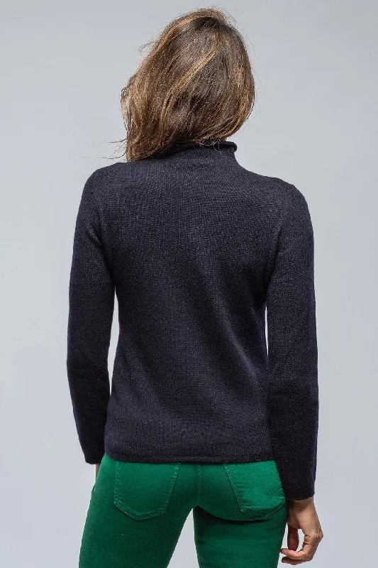 Tromba Mock Neck Cashmere Sweater In Navy