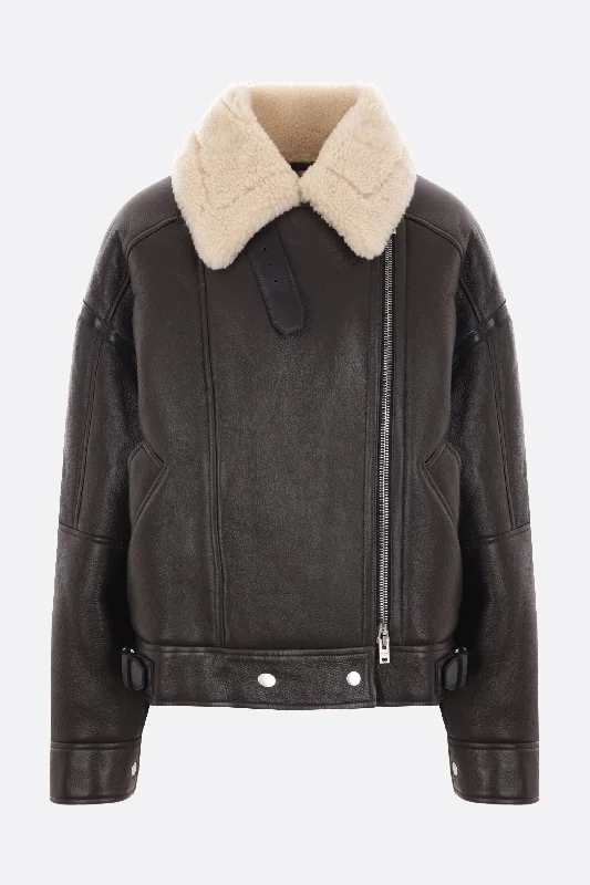 leather and shearling biker jacket