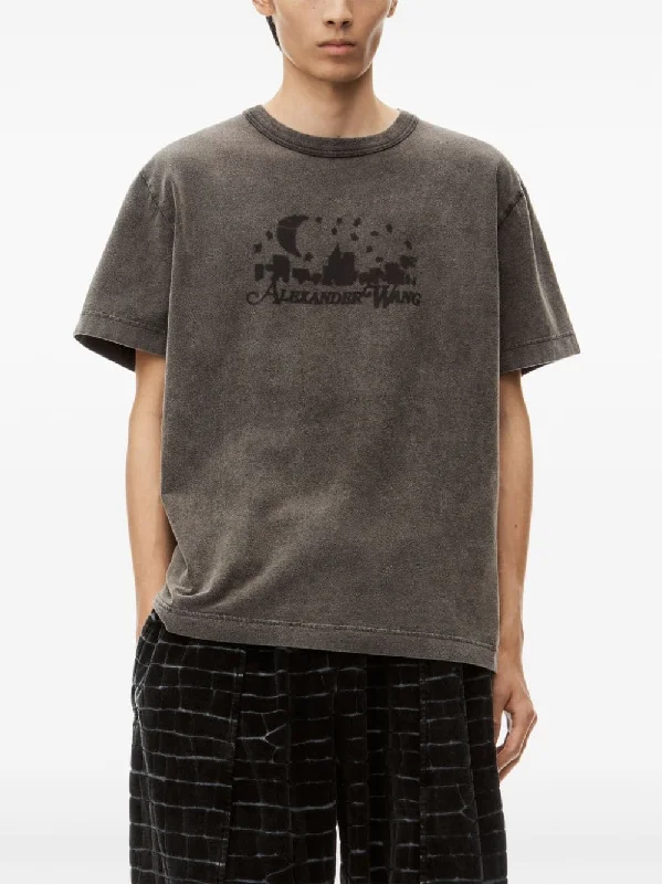 ALEXANDER WANG Unisex Distressed Skyline Logo Graphic Tee