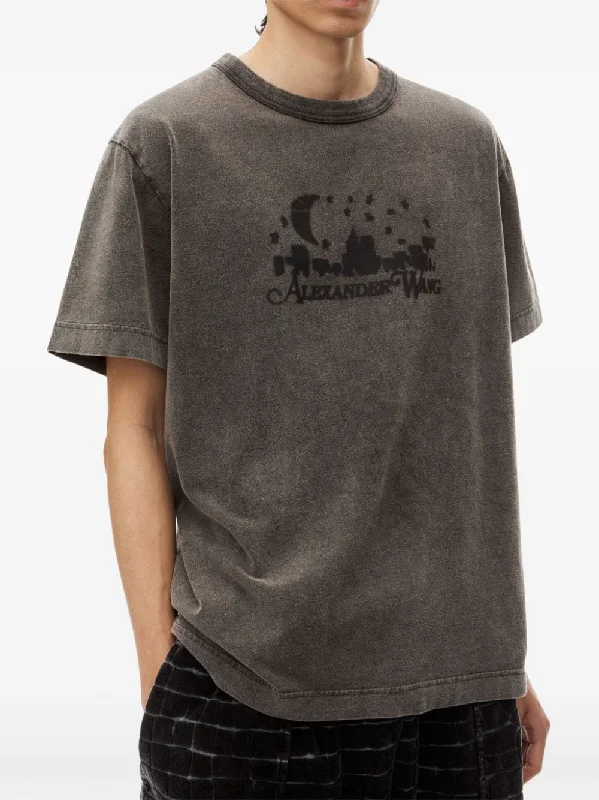 ALEXANDER WANG Unisex Distressed Skyline Logo Graphic Tee