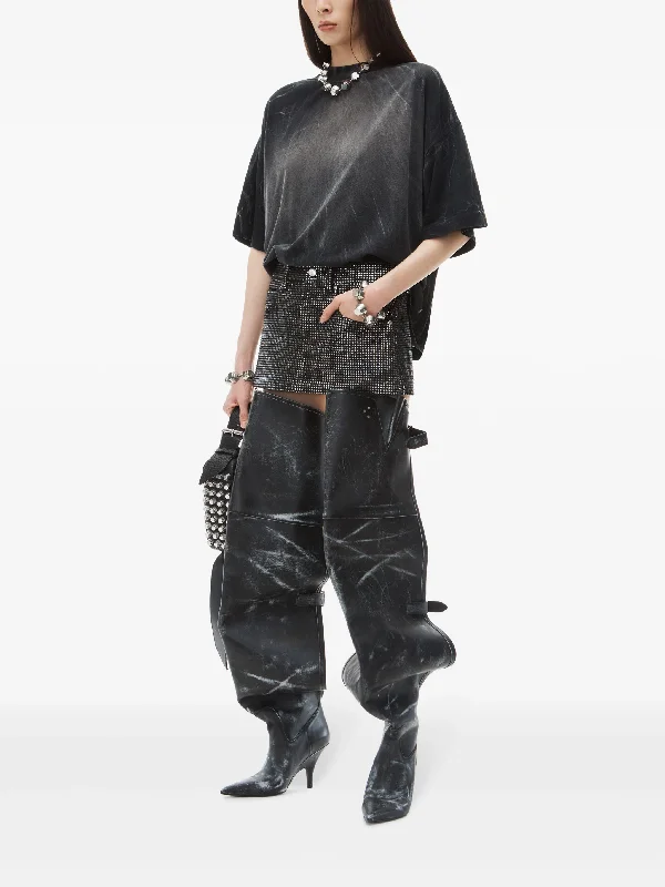 ALEXANDER WANG Women Mini Skirt All Over Distressed Crystal