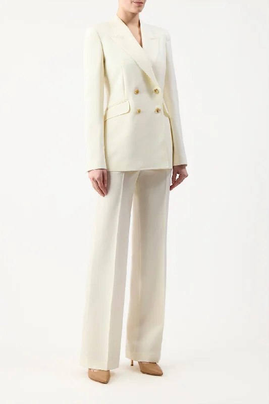 Angela Blazer in Ivory Sportswear Wool