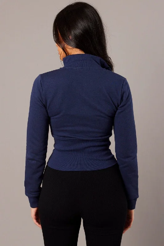 Blue Zip Through Jacket Long Sleeve