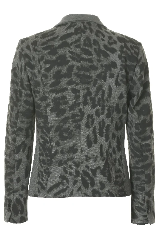 Busy Clothing Women Grey and Black Animal Print Jacket