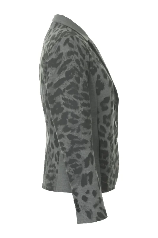 Busy Clothing Women Grey and Black Animal Print Jacket