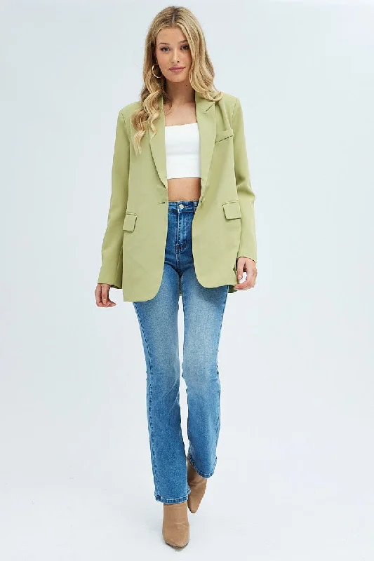 Green Oversized Single Breasted Blazer